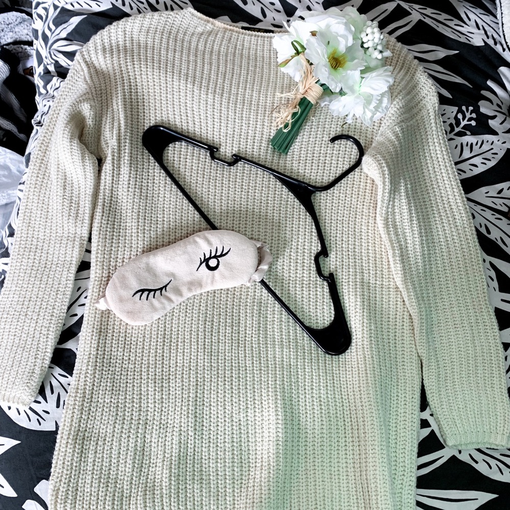 Cream knitted sweater dress